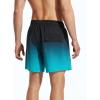 imageSILKWORLD Mens Swimming Trunks with Compression Liner Quick Dry 5 inch Swim Shorts with Zipper PocketsWavy Blue Black Gradient