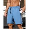 imageSILKWORLD Quick Dry Mens 2 in 1 Running Shorts with Zip Pocket 7quot Workout Gym Athletic Shorts Lightweight Training ShortsCb Blue