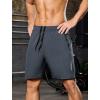 imageSILKWORLD Quick Dry Mens 2 in 1 Running Shorts with Zip Pocket 7quot Workout Gym Athletic Shorts Lightweight Training ShortsDark Grey