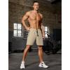 imageSILKWORLD Quick Dry Mens 2 in 1 Running Shorts with Zip Pocket 7quot Workout Gym Athletic Shorts Lightweight Training ShortsKhaki