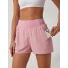 imageSILKWORLD Womens Running Shorts with Zipper Pockets Summer Cool Athletic Gym Workout Shorts2packblackPink