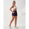 imageSILKWORLD Womens Running Shorts with Zipper Pockets Summer Cool Athletic Gym Workout Shorts2packnavy BlueWhite