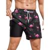 imageSILKWORLD Mens Swim Trunks Quick Dry Bathing Suits 6 Inch Swimming Shorts with Compression Liner and Zipper PocketsBlack Pink Flamingo