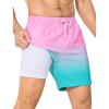imageSILKWORLD Mens Swim Trunks with Compression Liner 6 Inch Inseam Quick Dry Beach Shorts Bathing Suit with Zipper PocketsPink Blue Gradient