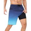 imageSILKWORLD Mens Swim Trunks with Compression Liner 9quot Swimming Trunk 2 in 1 Beach Quick Dry Shorts with Zipper PocketBlack Blue Green Gradient