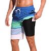 imageSILKWORLD Mens Swimming Shorts Quick Dry Beach Trunks Swimwear with Mesh LiningCompression Bluegreenwhite