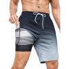 imageSILKWORLD Mens Swimming Trunks with Compression Liner 2 in 1 QuickDry 9quot Swim Shorts with Zipper PocketsGradientblack Grey