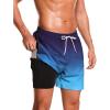 imageSILKWORLD Mens Swimming Trunks with Compression Liner Quick Dry 5 inch Swim Shorts with Zipper PocketsA0 Navy Blue Gradient