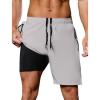 imageSILKWORLD Quick Dry Mens 2 in 1 Running Shorts with Zip Pocket 7quot Workout Gym Athletic Shorts Lightweight Training ShortsLight Grey