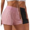 imageSILKWORLD Womens Running Shorts with Zipper Pockets Summer Cool Athletic Gym Workout Shorts2packblackPink