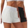 imageSILKWORLD Womens Running Shorts with Zipper Pockets Summer Cool Athletic Gym Workout Shorts2packblackWhite