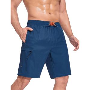 imageSILKWORLD Mens Swim Trunks Quick Dry Bathing Suit 9 Inch Swim Shorts with Mesh Lining and Zipper Cargo PocketsNavy Blue
