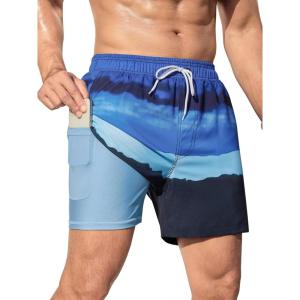 imageSILKWORLD Mens Swim Trunks Quick Dry Bathing Suits 6 Inch Swimming Shorts with Compression Liner and Zipper PocketsBlue Gradient