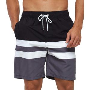 imageSILKWORLD Mens Swimming Shorts Quick Dry Beach Trunks Swimwear with Mesh LiningMesh Blackwhitegrey