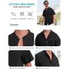 imageSILKWORLD Mens Casual Button Down Shirts Short Sleeve Band Collar Shirts Cotton Linen Mens Henley Hawaiian Shirt with Pocket5ablack