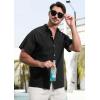 imageSILKWORLD Mens Casual Button Down Shirts Short Sleeve Band Collar Shirts Cotton Linen Mens Henley Hawaiian Shirt with Pocket5ablack