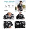 imageSILKWORLD Mens Casual Button Down Shirts Short Sleeve Band Collar Shirts Cotton Linen Mens Henley Hawaiian Shirt with Pocket6ablack Leaves