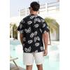 imageSILKWORLD Mens Casual Button Down Shirts Short Sleeve Band Collar Shirts Cotton Linen Mens Henley Hawaiian Shirt with Pocket6ablack Leaves
