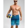 imageSILKWORLD Mens Swim Trunks 9 Inch Swimsuit with Compression Liner Quick Dry Swimming Surf Bathing Suits Green Stripes Large