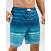 imageSILKWORLD Mens Swim Trunks 9 Inch Swimsuit with Compression Liner Quick Dry Swimming Surf Bathing Suits Green Stripes Large
