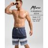 imageSILKWORLD Mens Swim Trunks 9 Inch Swimsuit with Compression Liner Quick Dry Swimming Surf Bathing Suits Stripe Gray ampamp White Stripes Large