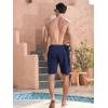 imageSILKWORLD Mens Swim Trunks Quick Dry 9quot Board Shorts with Cargo Zip PocketsNo LinerNavy
