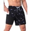 imageSILKWORLD Mens Swim Trunks Quick Dry Swimming Shorts 6 Inch Bathing Suits with Compression Liner and Zipper PocketsBlack Blue Shark