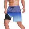 imageSILKWORLD Mens Swim Trunks Quick Dry Swimming Shorts 6 Inch Bathing Suits with Compression Liner and Zipper PocketsGradient Blue Green Snowflake