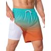imageSILKWORLD Mens Swim Trunks Quick Dry Swimming Shorts 6 Inch Bathing Suits with Compression Liner and Zipper PocketsGradient Orange Blue