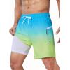 imageSILKWORLD Mens Swim Trunks Quick Dry Swimming Shorts 6 Inch Bathing Suits with Compression Liner and Zipper PocketsGradient Yellow and Blue
