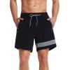 imageSILKWORLD Mens Swim Trunks with Compression Liner Quick Dry 6 in Bathing Suit Summer Swim Shorts with Zipper PocketsA001blacklight Grey Stripe