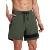 imageSILKWORLD Mens Swim Trunks with Compression Liner Quick Dry 6 in Bathing Suit Summer Swim Shorts with Zipper PocketsArmy Green