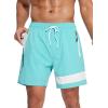 imageSILKWORLD Mens Swim Trunks with Compression Liner Quick Dry 6 in Bathing Suit Summer Swim Shorts with Zipper PocketsLake Blue