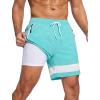 imageSILKWORLD Mens Swim Trunks with Compression Liner Quick Dry 6 in Bathing Suit Summer Swim Shorts with Zipper PocketsLake Blue