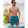 imageSILKWORLD Mens Swim Trunks with Compression Liner Quick Dry 6 in Bathing Suit Summer Swim Shorts with Zipper PocketsPeacock Blue