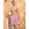 imageSILKWORLD Mens Swim Trunks with Compression Liner QuickDry 10quot Stretch Beach ShortsDark Pink Pineapple