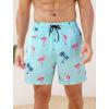 imageSILKWORLD Mens Swim Trunks with Compression Quick Dry Bathing Suit 6quot Swimming Shorts Stretch with Zipper PocketsBlue Flamingo