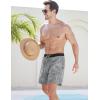 imageSILKWORLD Mens Swim Trunks with Compression Quick Dry Bathing Suit 6quot Swimming Shorts Stretch with Zipper PocketsGray Black Leaf