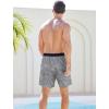 imageSILKWORLD Mens Swim Trunks with Compression Quick Dry Bathing Suit 6quot Swimming Shorts Stretch with Zipper PocketsGray Black Leaf