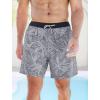 imageSILKWORLD Mens Swim Trunks with Compression Quick Dry Bathing Suit 6quot Swimming Shorts Stretch with Zipper PocketsGray Black Leaf