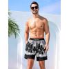 imageSILKWORLD Mens Swim Trunks with Compression Quick Dry Bathing Suit 6quot Swimming Shorts Stretch with Zipper PocketsGray and Black Coconut Tree
