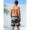 imageSILKWORLD Mens Swim Trunks with Compression Quick Dry Bathing Suit 6quot Swimming Shorts Stretch with Zipper PocketsGray and Black Coconut Tree