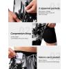 imageSILKWORLD Mens Swim Trunks with Compression Quick Dry Bathing Suit 6quot Swimming Shorts Stretch with Zipper PocketsGray and Black Coconut Tree