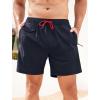 imageSILKWORLD Mens Swim Trunks with Compression Quick Dry Bathing Suit 6quot Swimming Shorts Stretch with Zipper PocketsNavy Blue