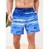 imageSILKWORLD Mens Swim Trunks with Compression Quick Dry Bathing Suit 6quot Swimming Shorts Stretch with Zipper PocketsShark on Blue