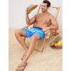 imageSILKWORLD Mens Swim Trunks with Compression Quick Dry Bathing Suit 6quot Swimming Shorts Stretch with Zipper PocketsShark on Blue