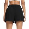 imageSILKWORLD Running Shorts for Women 2 in 1 Flowy Athletic Shorts Casual Workout Butterfly Gym Shorts with Zipper PocketsA001black