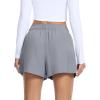imageSILKWORLD Running Shorts for Women 2 in 1 Flowy Athletic Shorts Casual Workout Butterfly Gym Shorts with Zipper PocketsA002grey
