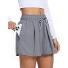 imageSILKWORLD Running Shorts for Women 2 in 1 Flowy Athletic Shorts Casual Workout Butterfly Gym Shorts with Zipper PocketsA002grey