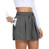 imageSILKWORLD Running Shorts for Women 2 in 1 Flowy Athletic Shorts Casual Workout Butterfly Gym Shorts with Zipper PocketsA003dark Grey